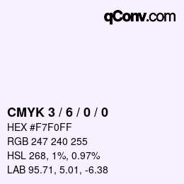 カラーコード: CMYK 3 / 6 / 0 / 0 | qconv.com