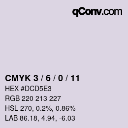 カラーコード: CMYK 3 / 6 / 0 / 11 | qconv.com