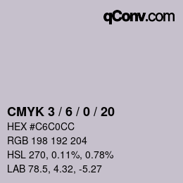 カラーコード: CMYK 3 / 6 / 0 / 20 | qconv.com