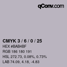 カラーコード: CMYK 3 / 6 / 0 / 25 | qconv.com