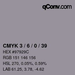 Farbcode: CMYK 3 / 6 / 0 / 39 | qconv.com
