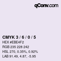 カラーコード: CMYK 3 / 6 / 0 / 5 | qconv.com