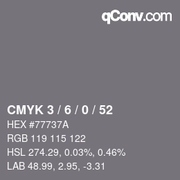 Color code: CMYK 3 / 6 / 0 / 52 | qconv.com