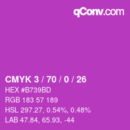 カラーコード: CMYK 3 / 70 / 0 / 26 | qconv.com