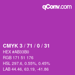 カラーコード: CMYK 3 / 71 / 0 / 31 | qconv.com