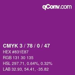 Color code: CMYK 3 / 78 / 0 / 47 | qconv.com