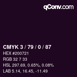 Color code: CMYK 3 / 79 / 0 / 87 | qconv.com
