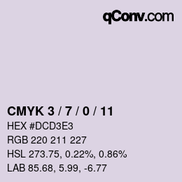 颜色代码: CMYK 3 / 7 / 0 / 11 | qconv.com