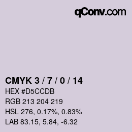 カラーコード: CMYK 3 / 7 / 0 / 14 | qconv.com