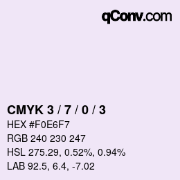 カラーコード: CMYK 3 / 7 / 0 / 3 | qconv.com