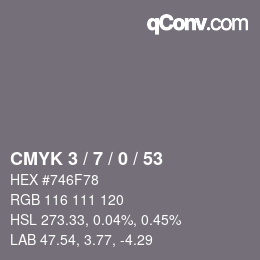 Color code: CMYK 3 / 7 / 0 / 53 | qconv.com