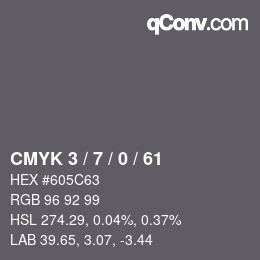 颜色代码: CMYK 3 / 7 / 0 / 61 | qconv.com