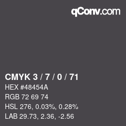 Código de color: CMYK 3 / 7 / 0 / 71 | qconv.com