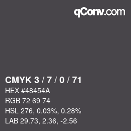 颜色代码: CMYK 3 / 7 / 0 / 71 | qconv.com