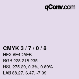 カラーコード: CMYK 3 / 7 / 0 / 8 | qconv.com