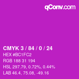 颜色代码: CMYK 3 / 84 / 0 / 24 | qconv.com
