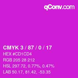 Color code: CMYK 3 / 87 / 0 / 17 | qconv.com