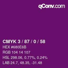 Color code: CMYK 3 / 87 / 0 / 58 | qconv.com