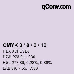 カラーコード: CMYK 3 / 8 / 0 / 10 | qconv.com
