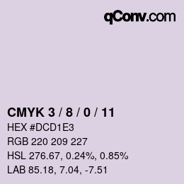 カラーコード: CMYK 3 / 8 / 0 / 11 | qconv.com