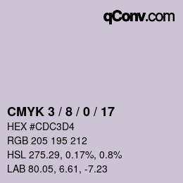 カラーコード: CMYK 3 / 8 / 0 / 17 | qconv.com