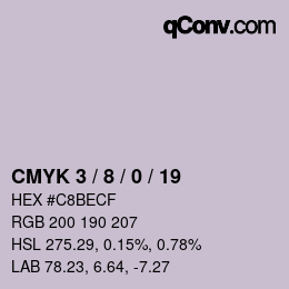 カラーコード: CMYK 3 / 8 / 0 / 19 | qconv.com