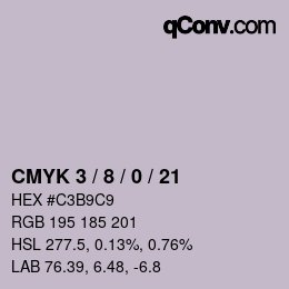 カラーコード: CMYK 3 / 8 / 0 / 21 | qconv.com