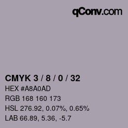 カラーコード: CMYK 3 / 8 / 0 / 32 | qconv.com