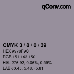 Color code: CMYK 3 / 8 / 0 / 39 | qconv.com