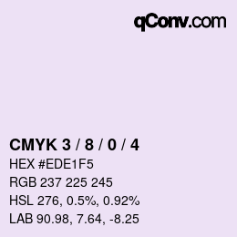 カラーコード: CMYK 3 / 8 / 0 / 4 | qconv.com