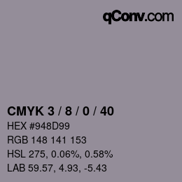カラーコード: CMYK 3 / 8 / 0 / 40 | qconv.com