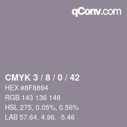 カラーコード: CMYK 3 / 8 / 0 / 42 | qconv.com