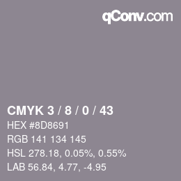 Color code: CMYK 3 / 8 / 0 / 43 | qconv.com