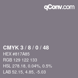 Color code: CMYK 3 / 8 / 0 / 48 | qconv.com