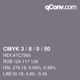 Color code: CMYK 3 / 8 / 0 / 50 | qconv.com