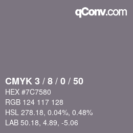 カラーコード: CMYK 3 / 8 / 0 / 50 | qconv.com