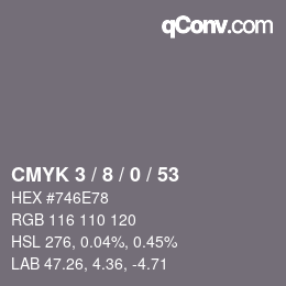 Color code: CMYK 3 / 8 / 0 / 53 | qconv.com