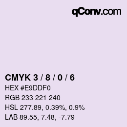 カラーコード: CMYK 3 / 8 / 0 / 6 | qconv.com