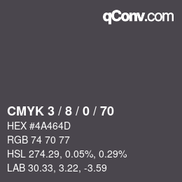 カラーコード: CMYK 3 / 8 / 0 / 70 | qconv.com