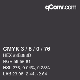 カラーコード: CMYK 3 / 8 / 0 / 76 | qconv.com