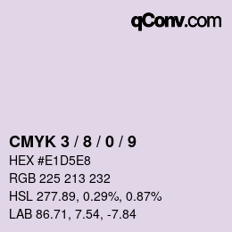 カラーコード: CMYK 3 / 8 / 0 / 9 | qconv.com