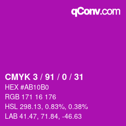 Color code: CMYK 3 / 91 / 0 / 31 | qconv.com