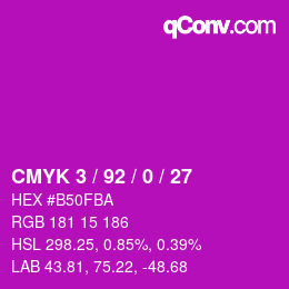 カラーコード: CMYK 3 / 92 / 0 / 27 | qconv.com