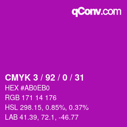 カラーコード: CMYK 3 / 92 / 0 / 31 | qconv.com