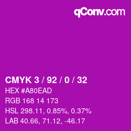 カラーコード: CMYK 3 / 92 / 0 / 32 | qconv.com