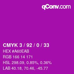 颜色代码: CMYK 3 / 92 / 0 / 33 | qconv.com