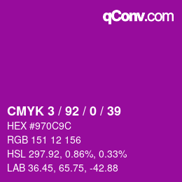 カラーコード: CMYK 3 / 92 / 0 / 39 | qconv.com