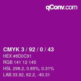 Color code: CMYK 3 / 92 / 0 / 43 | qconv.com