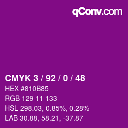 颜色代码: CMYK 3 / 92 / 0 / 48 | qconv.com