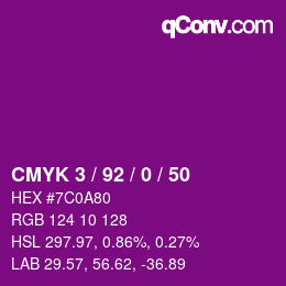 颜色代码: CMYK 3 / 92 / 0 / 50 | qconv.com